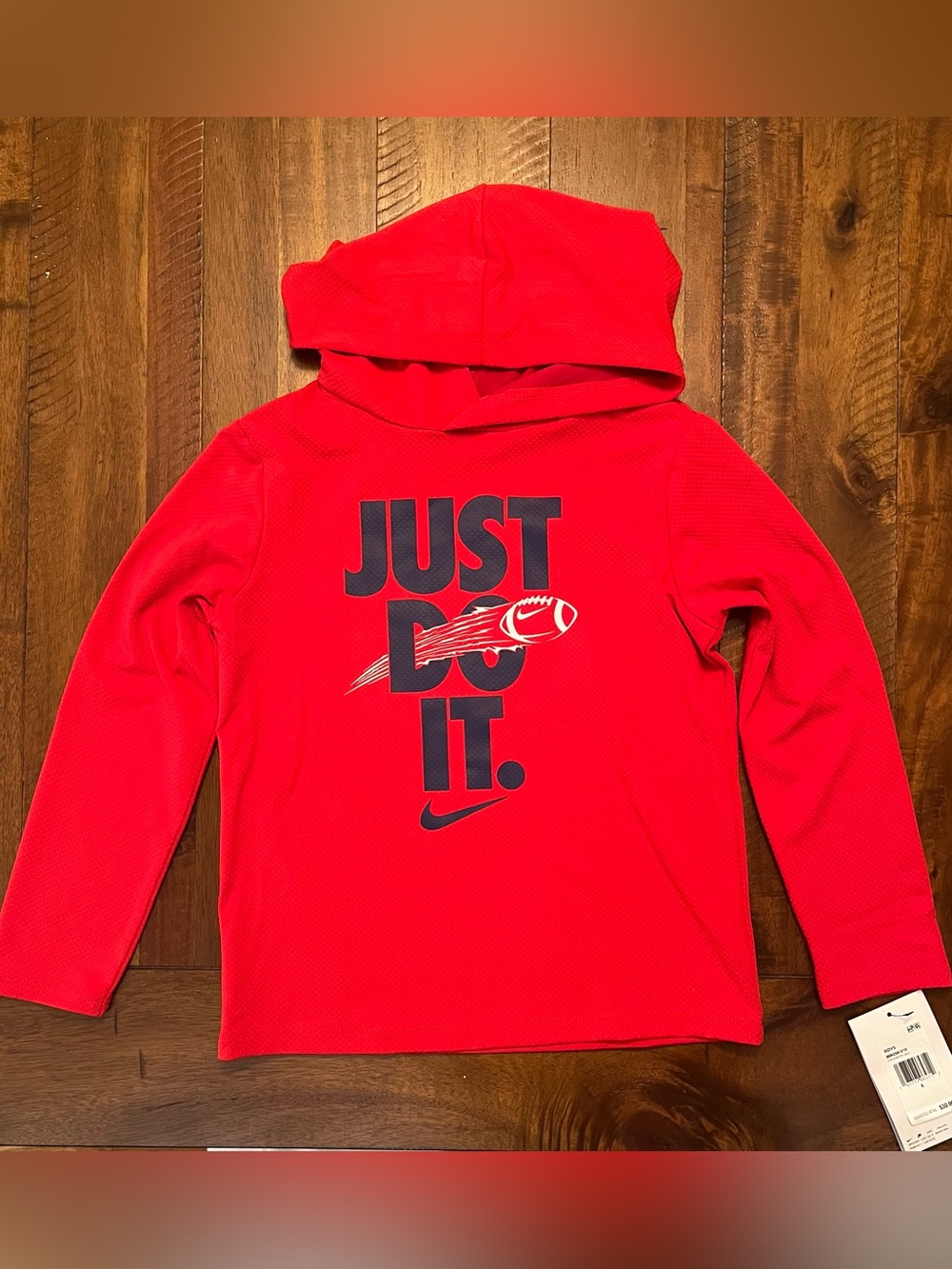 NWT Nike Red Kids' 'Just Do It.' Football Graphic Hoodie